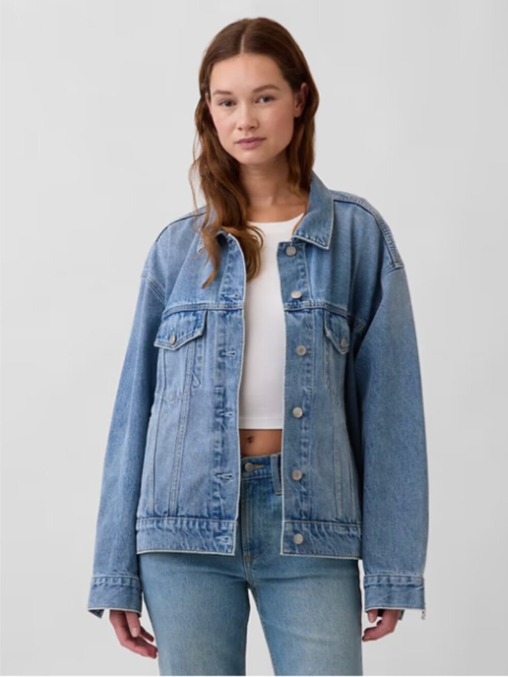 Gap Oversized Icon Denim Jacket, XXL, Medium Wash